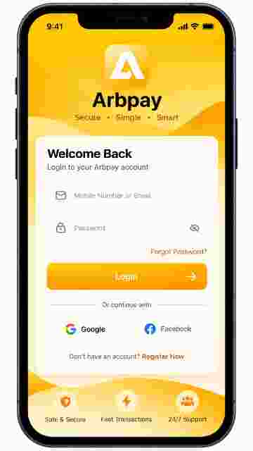 Arbpay login screen preview