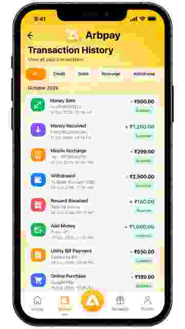 Arbpay transaction screen preview